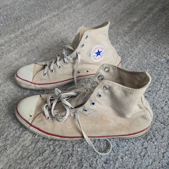 Vintage White Converse Shoes Mens 13 All Star High Tops Made In USA - Picture 3 of 15